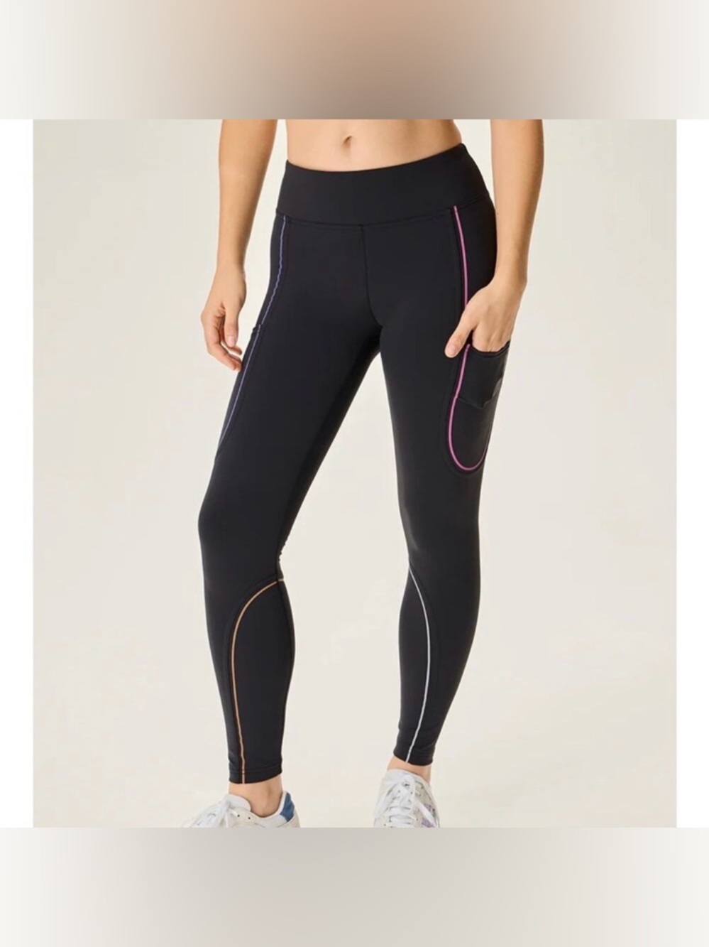 High-Rise Black Leggings 2X  with GREY (pink contrast sold)